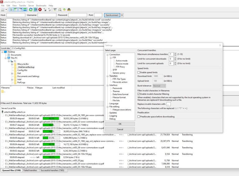 optimum number of concurrent transfers using filezilla