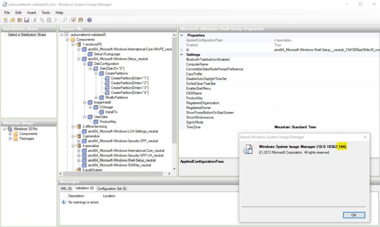 Windows System Image Manager 1903 10-0-18362-144