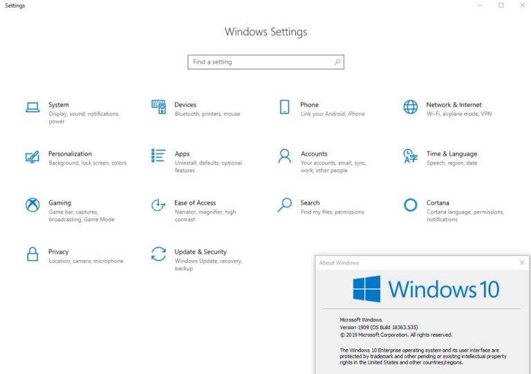 Windows 10 SETTINGS app