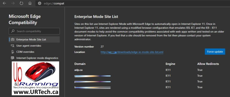 Microsoft Edge Browser compatibility mode update