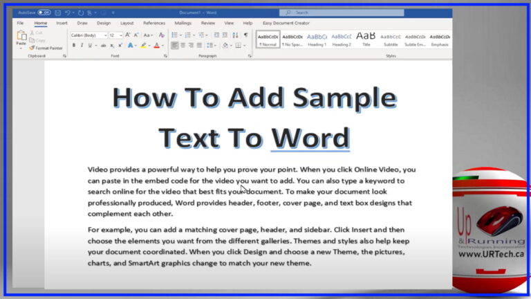 add sample text to word or powerpoint