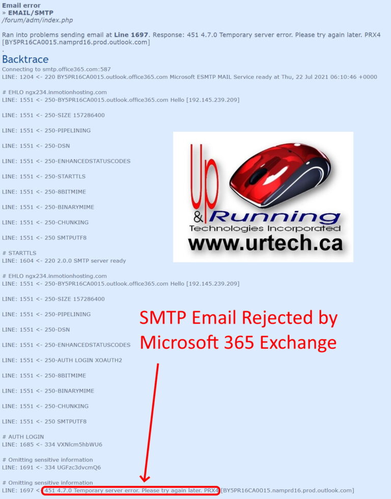 451 4.7.0 Temporary server error. Please try again later. PRX4