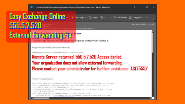 Microsoft 365 Exchange online 550 5 7 520 external forwarding fix