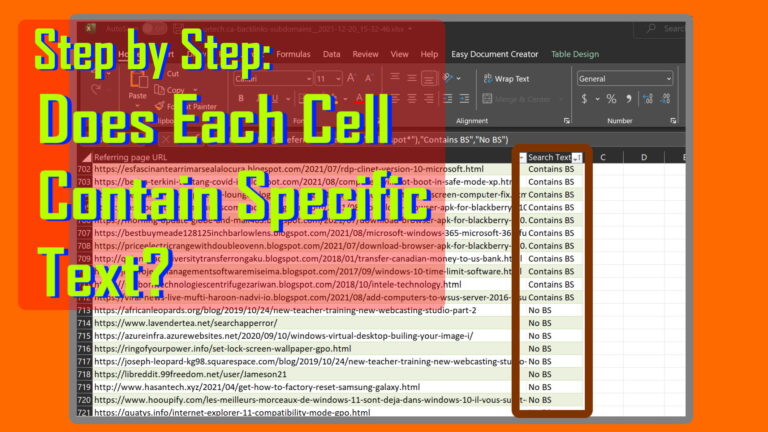 Step by Step Does Each Cell Contain Specific Text