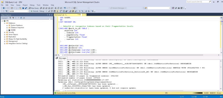 Force a Reindexing of the Entire WSUS Database in SQL