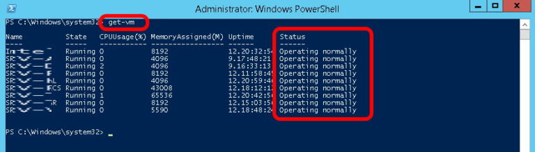 summary status of hyperv VM