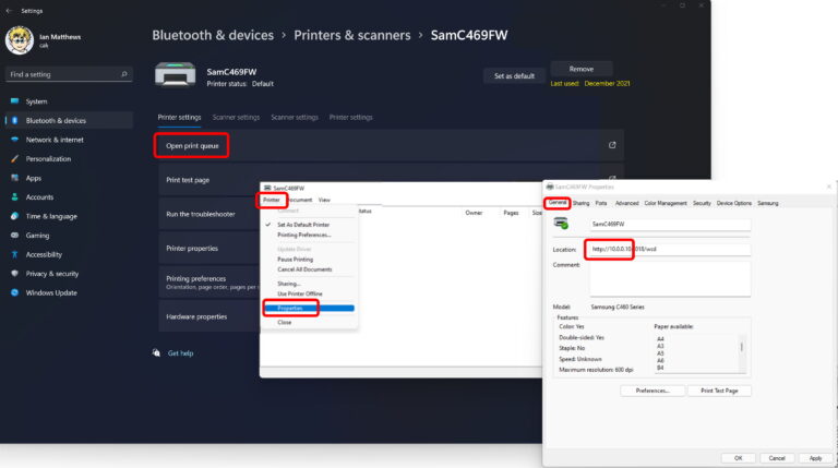 get ip address from wsd printer