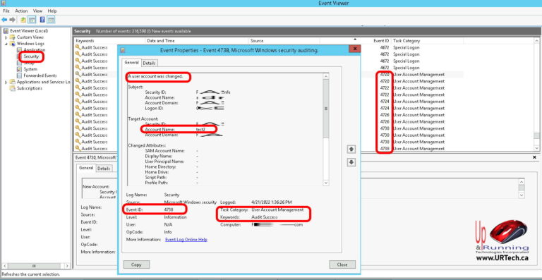 event 4738 audit uer account management