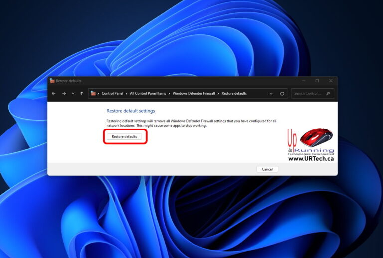 how to reset windows firewall to defaults - reset button