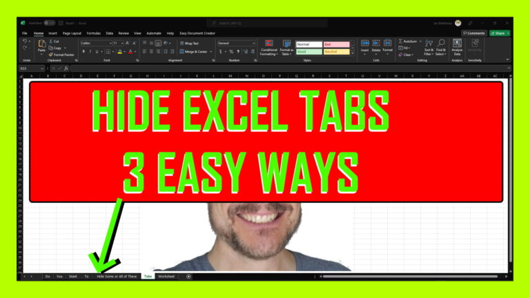 HIDE EXCEL TABS 3 EASY WAYS