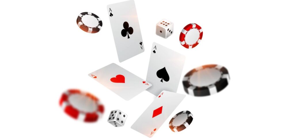 gambling chips and cards aces