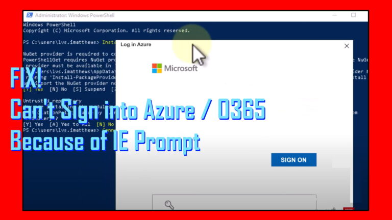 can't sign into azure o365 internet explorer prompt