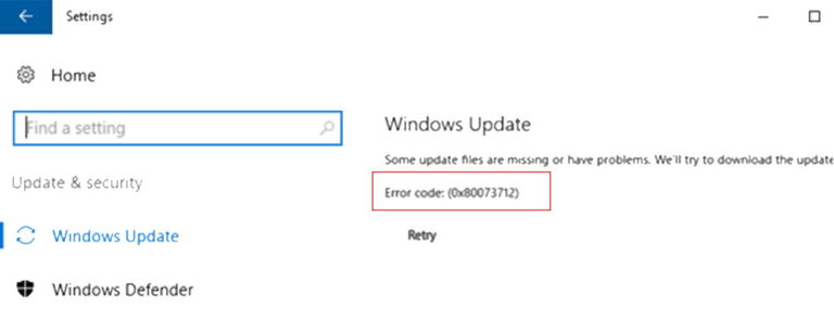 Windows Update Error 0x80073712