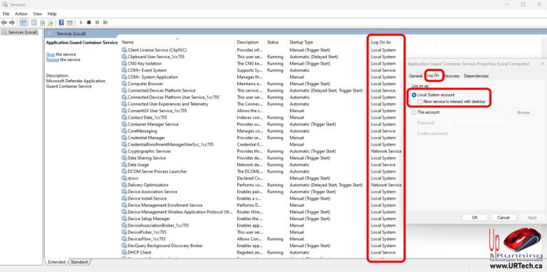 localsystem account in Windows services