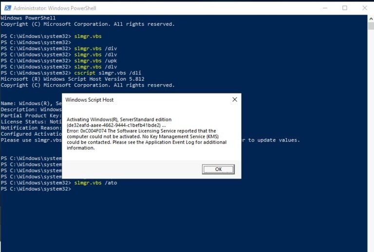 ERROR 0X0C004F074 The Software Licensing Service reported that the computer could not be activated