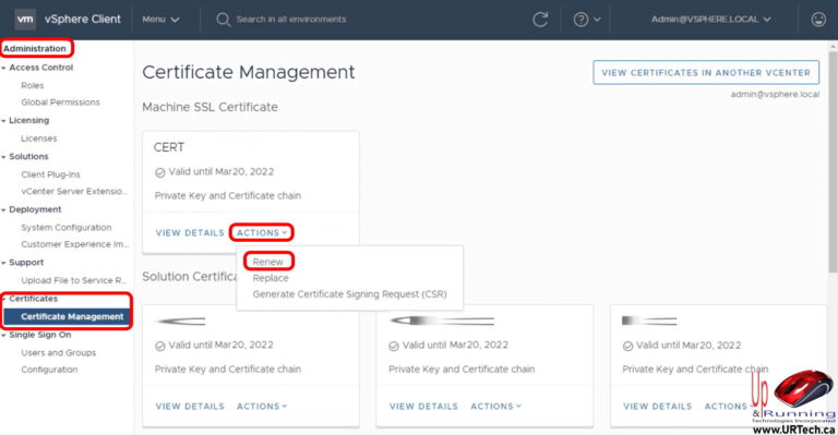 ESX vSphere Certificate Renewal