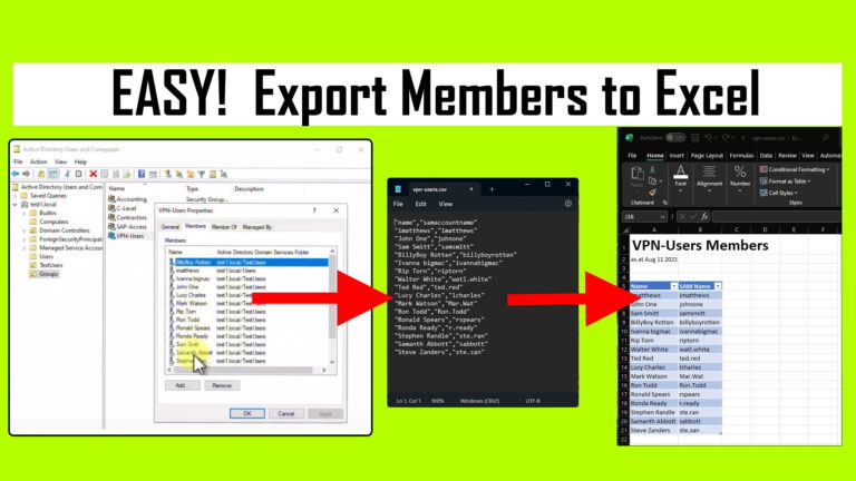 export ad group members to excel