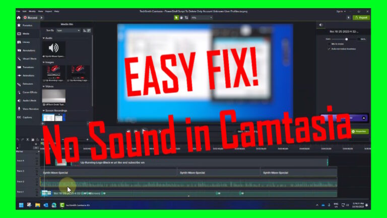 fix no sound audio in camtasia