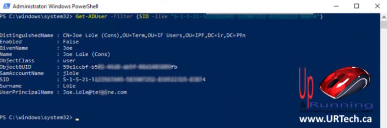 powershell command to convert display user name from SID GUID