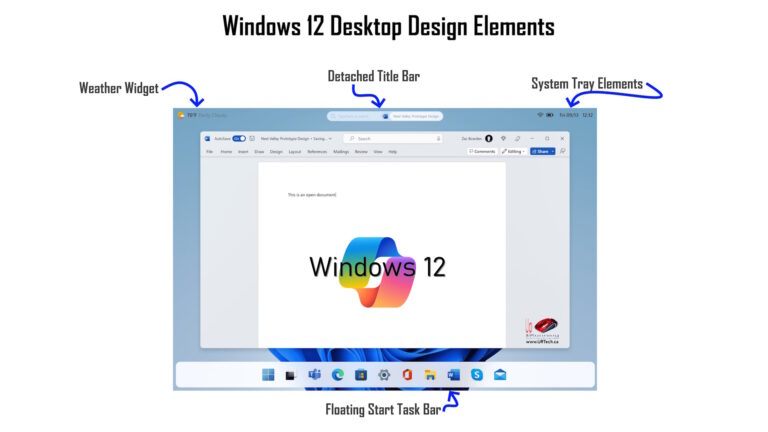Windows 12 Desktop GUI Design Elements