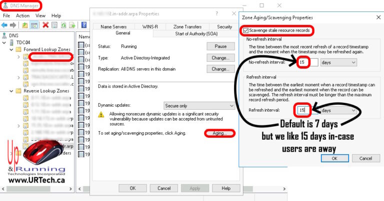 dns scavenging configuration settings