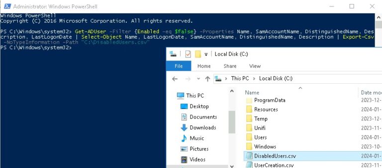 Powershell Command to Produce a Table of All Disabled User Accounts in AD