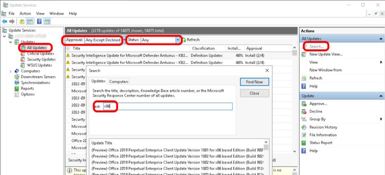 wsus cleanup - decline delete all x86 patches