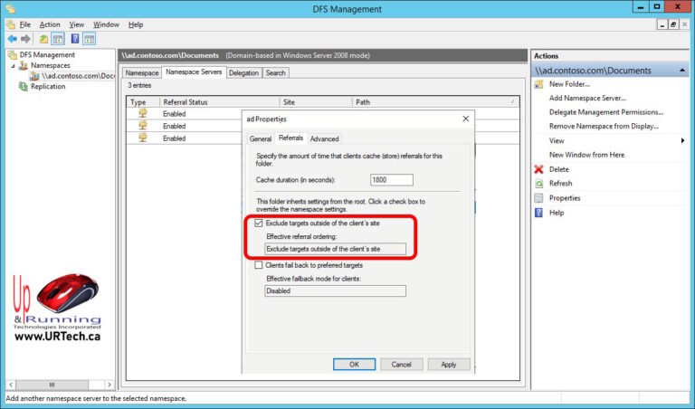 Remote Offices Cannot Access DFS Namespace - exlcude targets outside of the clients site