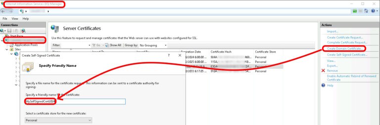 how to create a self signed certificate in iis