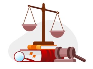 scales on books and gavel