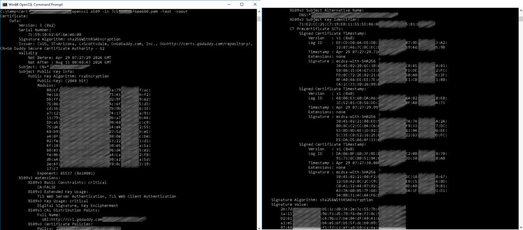 see what is in a PEM file with openssl command