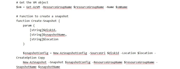 script to take azure snapshot of single vm with all disks