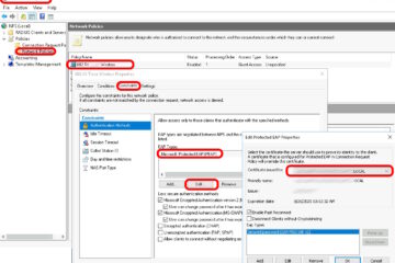 where to change or set certificate on an NPS server