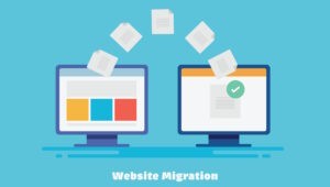 Website migration service. Chaing website structure, content and creating new user experience for better search ranking, vector illustration web banner.