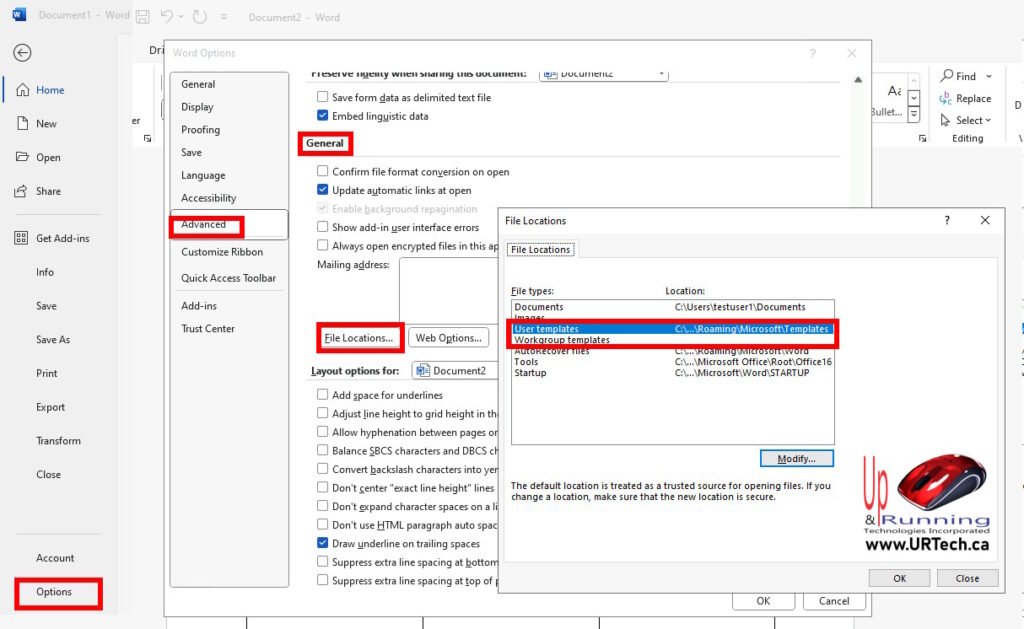 where are ms office 365 word excel powerpoint templates stored