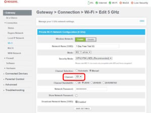 shaw rogers modem router gateway change wifi channel