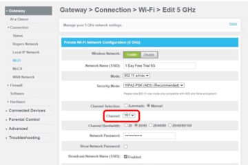 shaw rogers modem router gateway change wifi channel