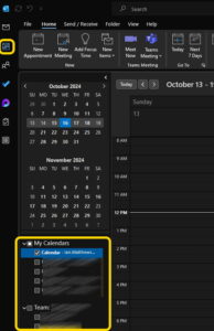 where shared calendars appear