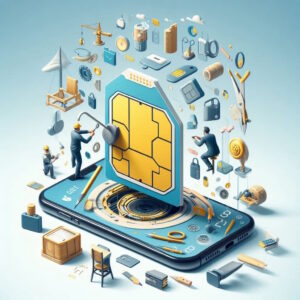 cell phone SIM card tranforming to an esim