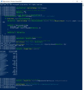 script to calculate how much data is in each users folder