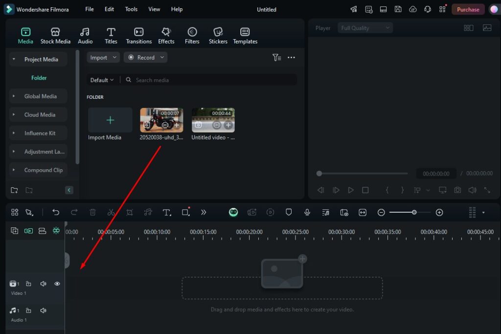 drag-and-drop video in timeline